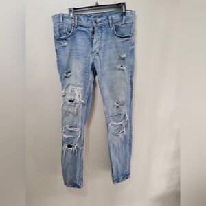 The ZARA MAN DENIM Distressed Light Blue Men's Jeans Size 32